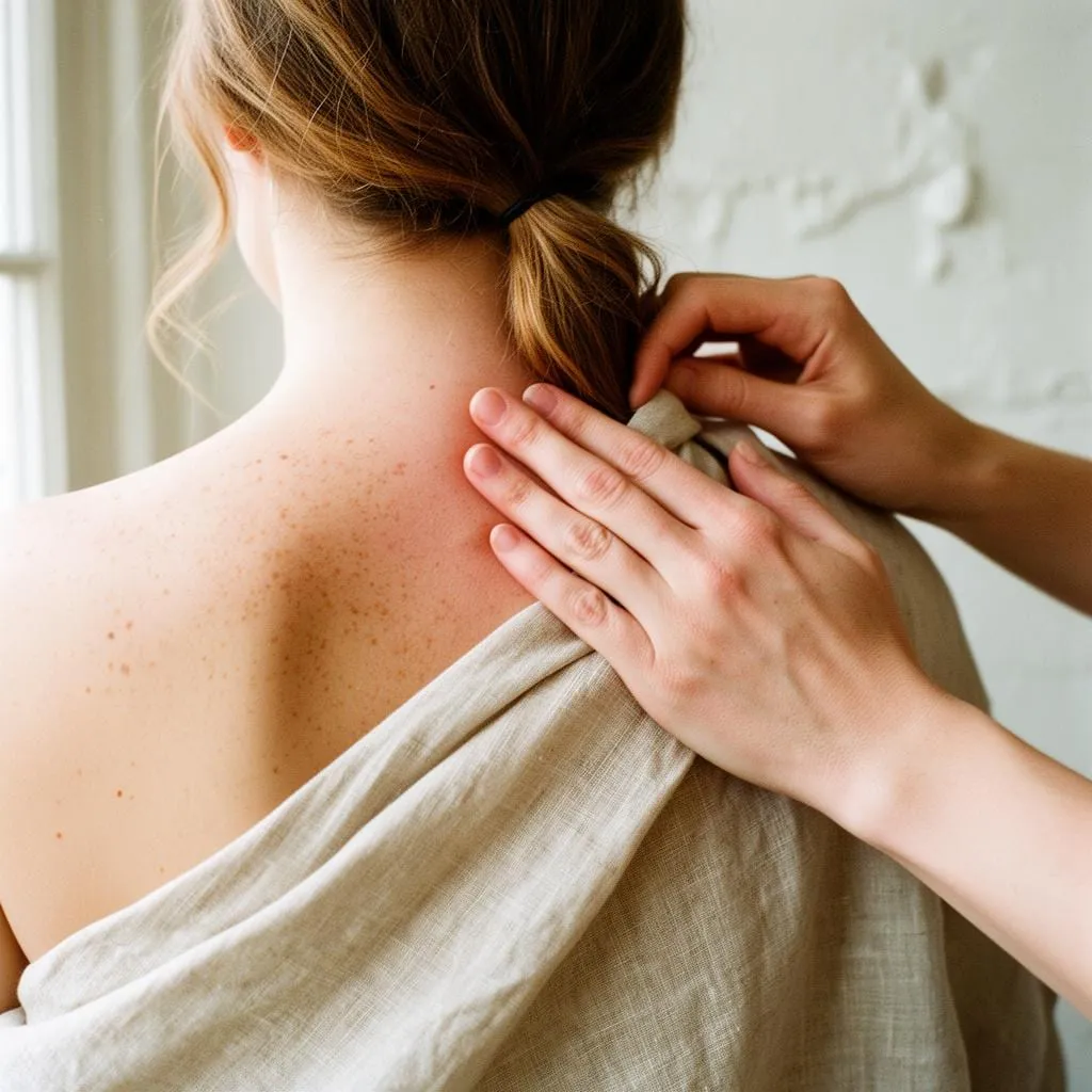 Neck and shoulder release, thumbs worked along the base of the skull — Sweet & Smile Massage, Daly City